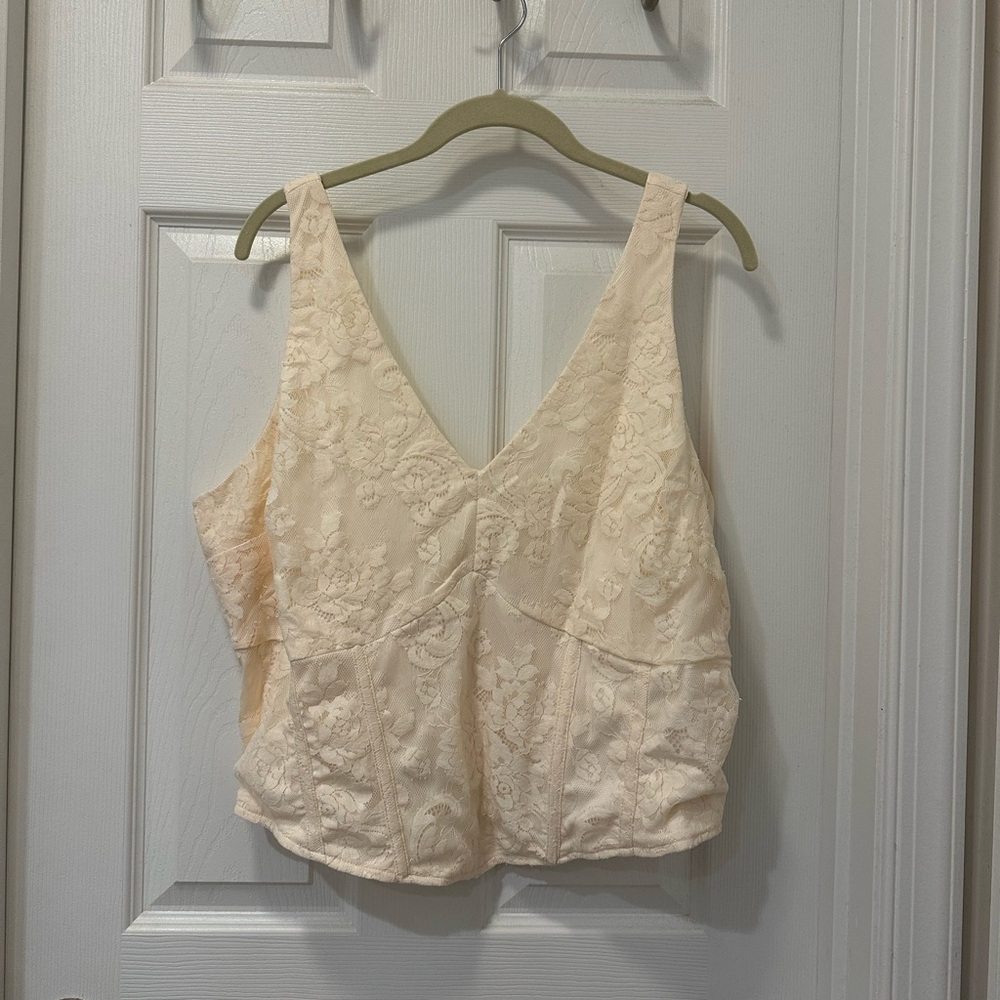 Torrid White Lace Corset Crop Top